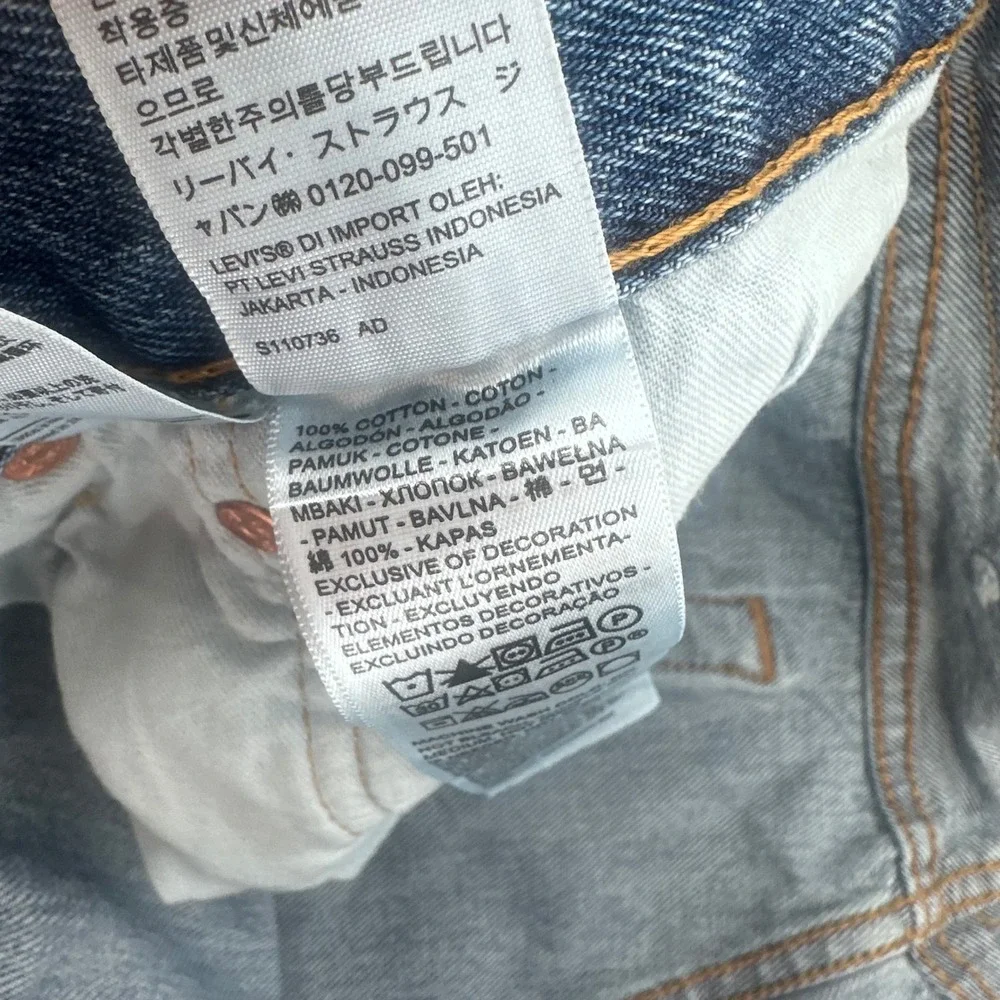 Levi's 501 Original Jeans Mens 38x36 (Fits 36x34) Blue Button Fly Straight Denim